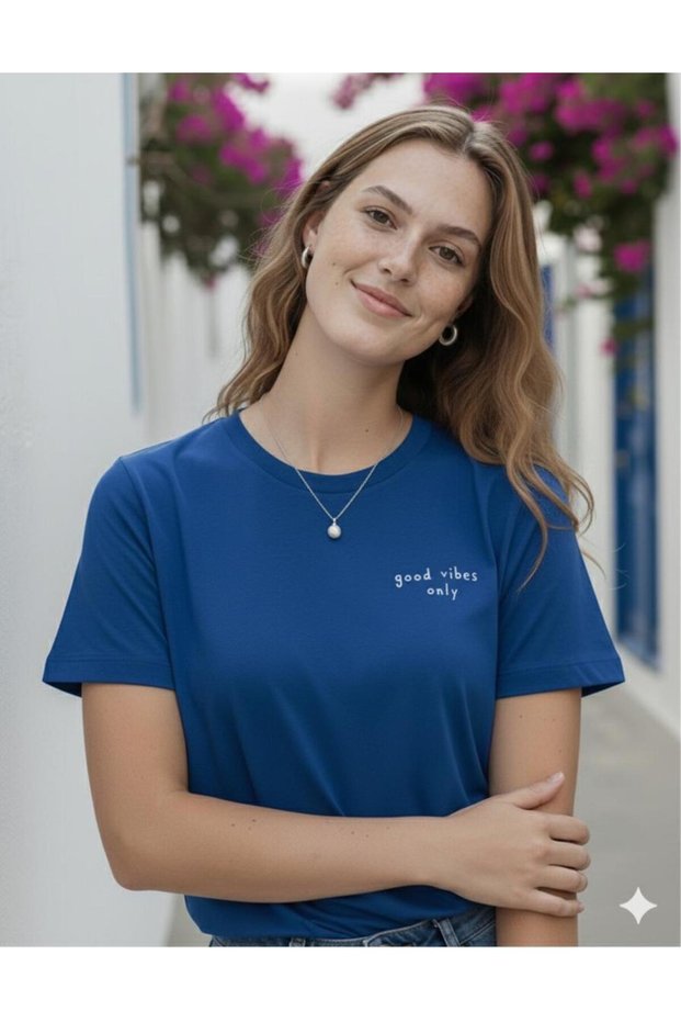 Good Vibes Only (Minimal Text) Printed Women's Basic Summer Short Sleeve Tshirt