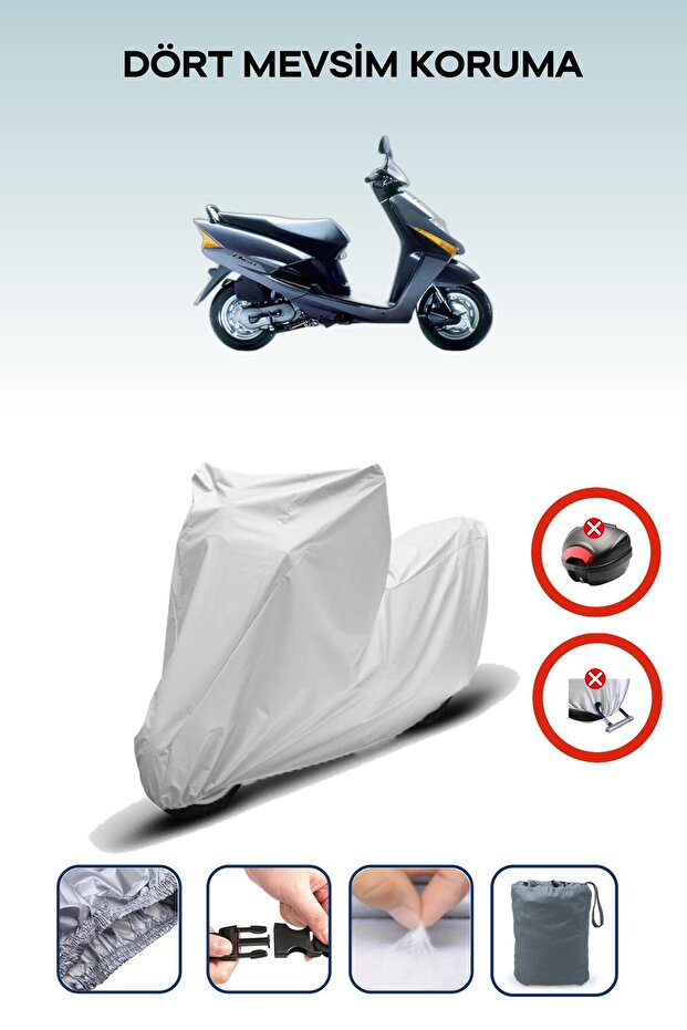Gray Rear Bag Lock Incompatible with Honda Beat Compatible Motorcycle Tarpaulin, 4 Seasons