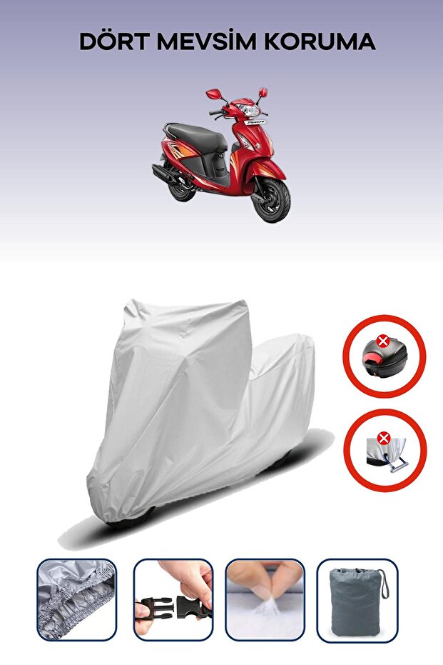 Gray Rear Bag Lock Incompatible with Hero Pleasure Compatible Motorcycle Tarpaulin, 4 Seasons