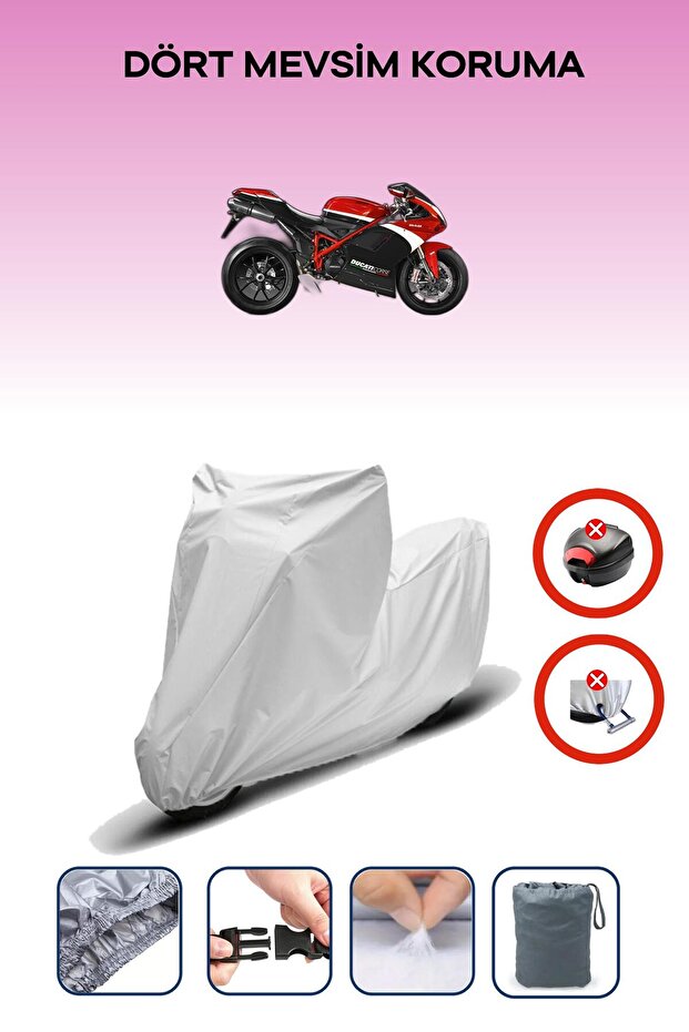 Gray Rear Bag Lock Incompatible Ducati 848 Evo Corse Se Compatible Motorcycle Tarpaulin, 4 Seasons