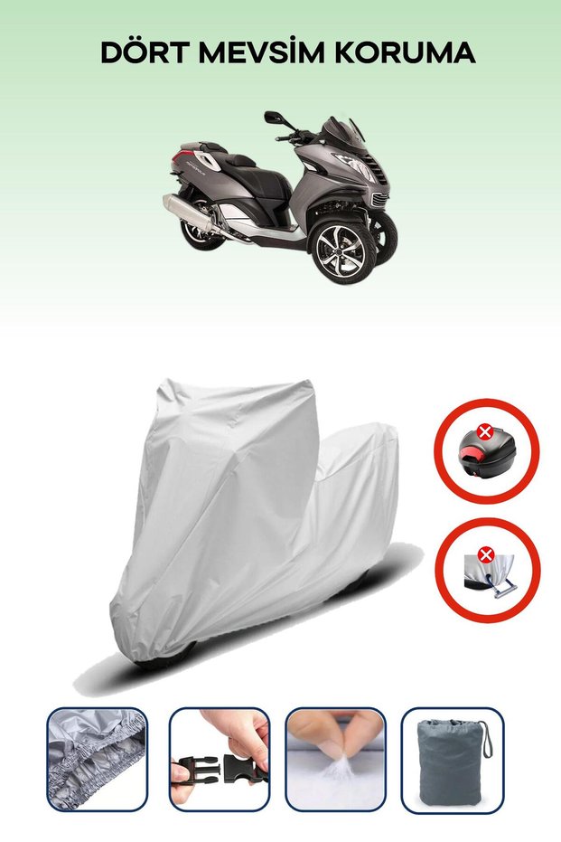 Gray Rear Bag Lock Incompatible Peugeot Metropolis Sw 400 Compatible Motorcycle Tarpaulin, 4 Seasons