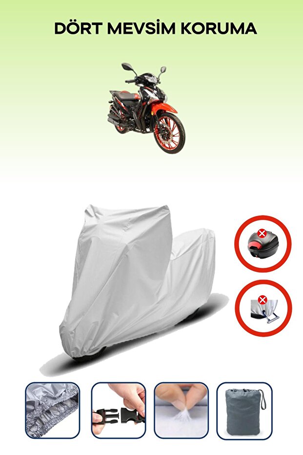 Gray Rear Bag Lock Incompatible Arora Smart 50 Compatible Motorcycle Tarpaulin, 4 Seasons