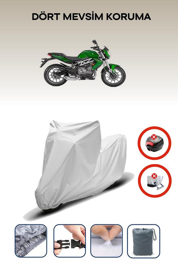 Gray Rear Bag Lock Incompatible Benelli Tnt 300 Compatible Motorcycle Tarpaulin, 4 Seasons