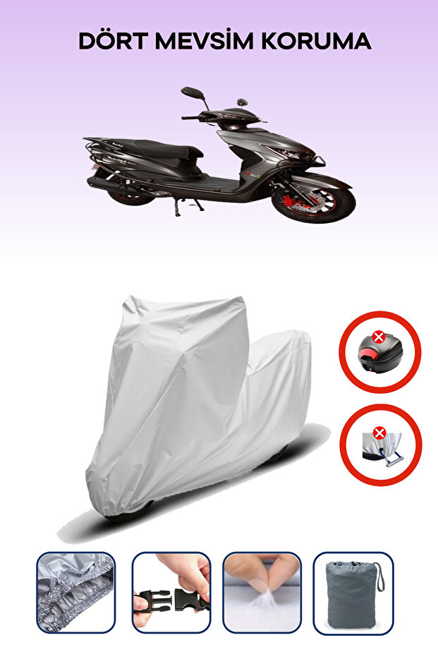 Gray Rear Bag Lock Incompatible Motolux Nirvana 50 Compatible Motorcycle Tarpaulin, 4 Seasons