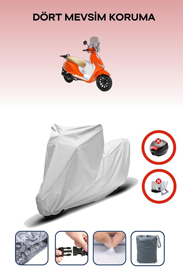 Gray Rear Bag Lock Incompatible Rks Premium 125 Compatible Motorcycle Tarpaulin, 4 Seasons