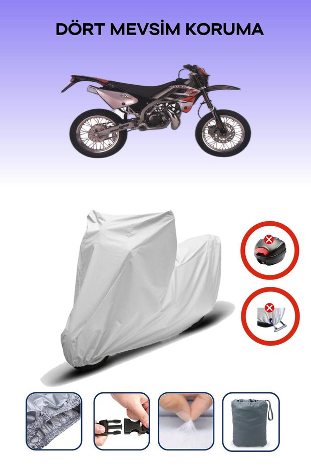 Gray Rear Bag Lock Incompatible Gas Gas Rookie Compatible Motorcycle Tarpaulin, 4 Seasons