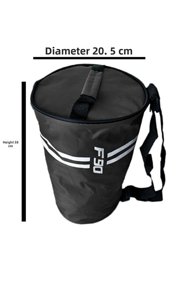 Cylinder Black Sports Bag with Hand and Shoulder Strap Mini Size 38X20 cm