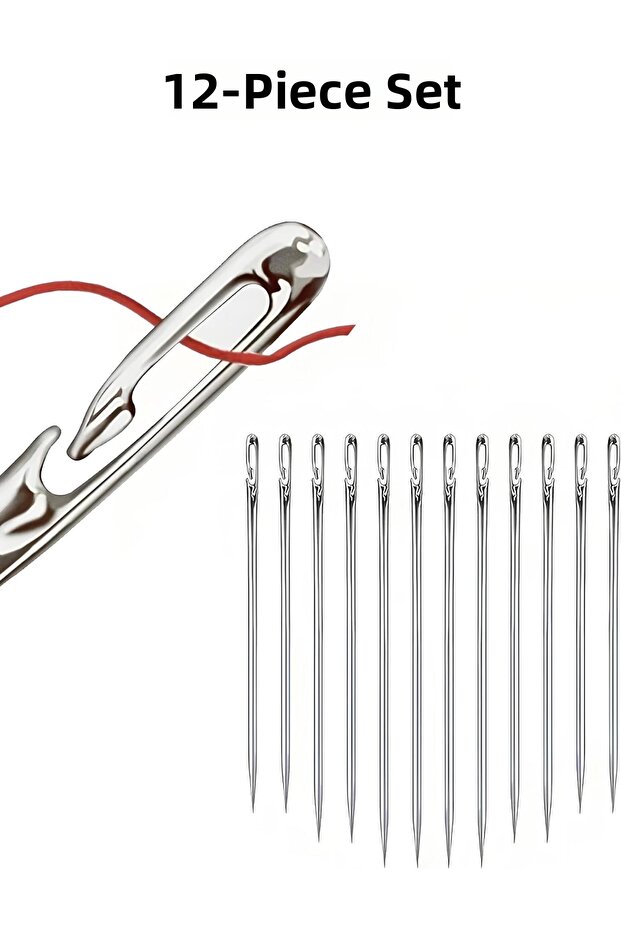 12 Pcs Easy Threader Needle Set – Smart Sewing & Embroidery Needle, Stainless Steel