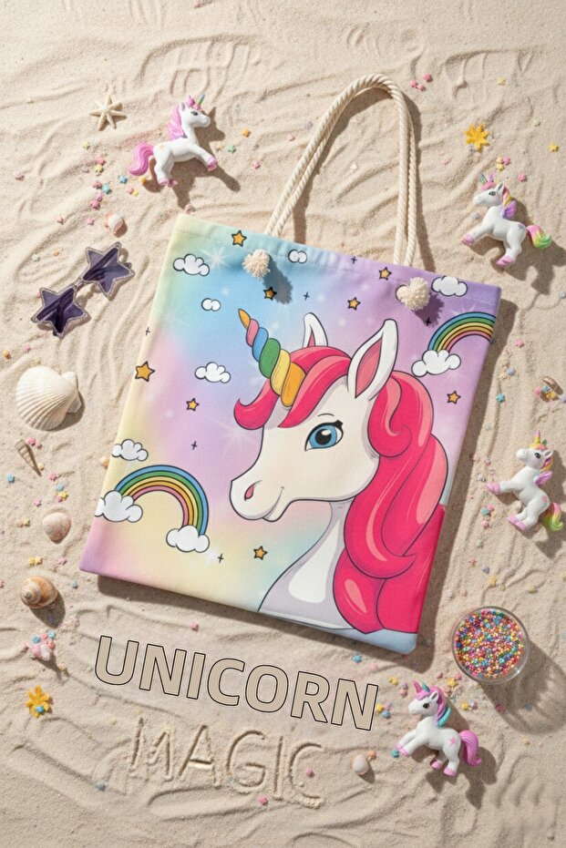 Unicorn Patterned Multi-Purpose Quality Fabric Bag - 2