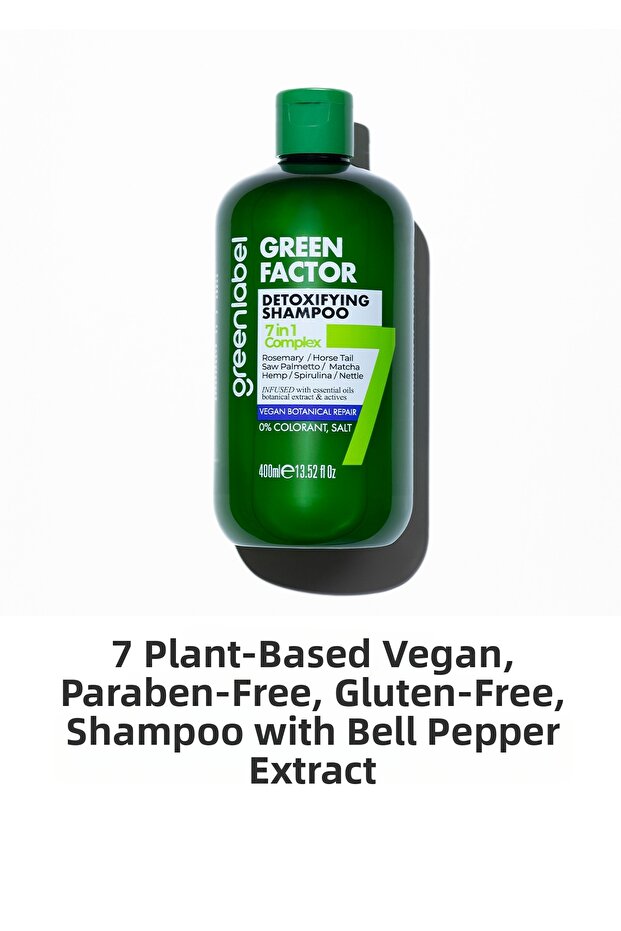 Green Factor 7 Herbal Vegan Paraben-Free Gluten-Free Intensive Care Shampoo with Rosemary Water