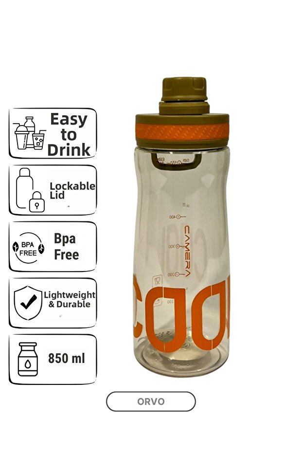 850 ml Sports Water Bottle – Water Bottle with Locking Lid, Spout, and Strap - Green