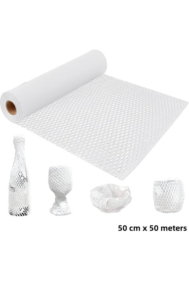 White Honeycomb Filling Packing Wrap Paper, Gift & Item Packaging, Shipping Paper - 50cm X 50 Meters