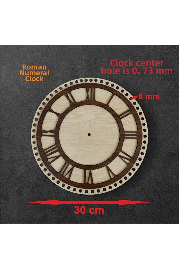 30 cm Yuv Roman Numeral Clock 1 Piece Bamboo Tray Knitting Plate Supla Perforated Coaster Crochet Base Craft