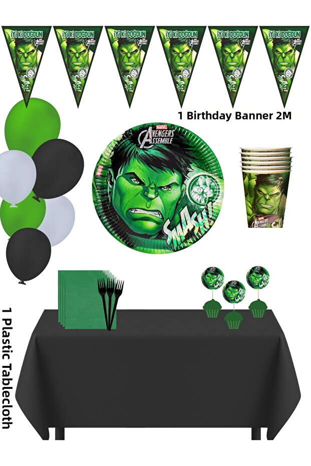 Hulk Green Giant 32-Person Birthday Party Decorations Set
