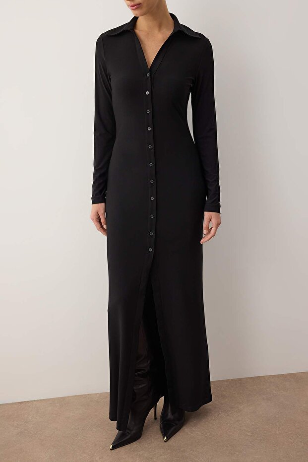 Black Plain Maxi Knitted Dress Twoaw26El00110 - 3