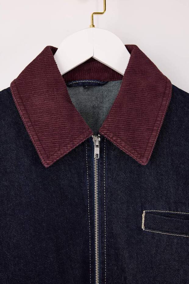 Mavi Kadife Yaka Detaylı Oversize 100% Pamuk Denim Ceket TWOSS26CE00002 - 7