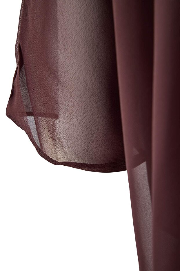 Brown Chiffon Woven Plus Size Blouse - 3