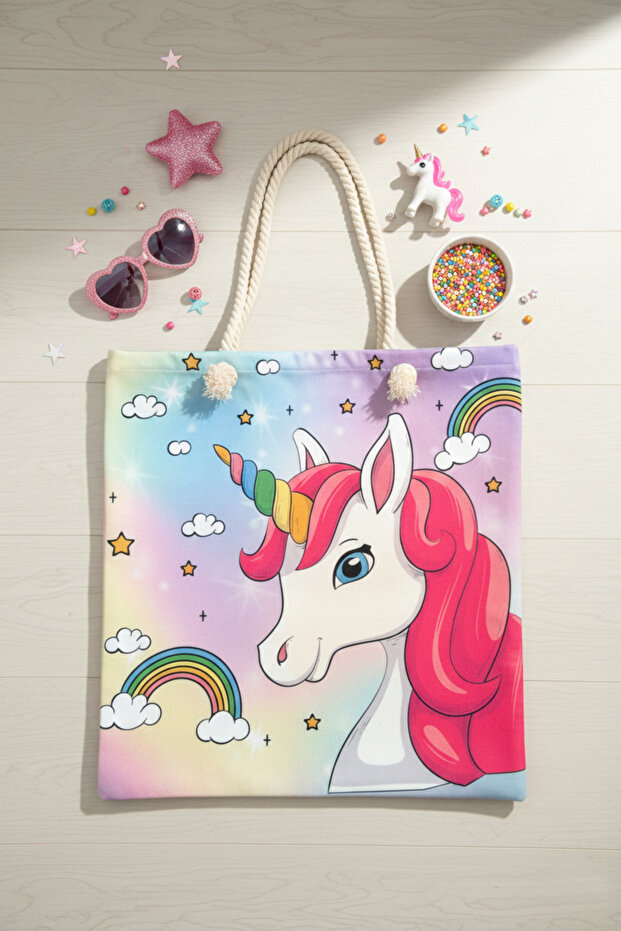 Unicorn Patterned Multi-Purpose Quality Fabric Bag - 1