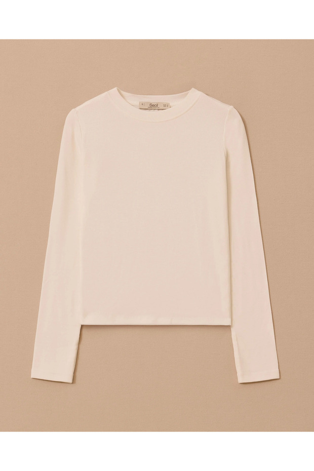 Yuvarlak Yaka Uzun Kollu Basic Tişört - 7