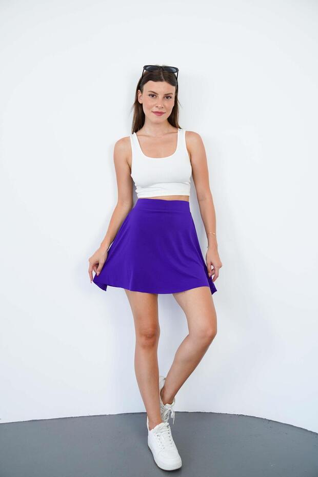 Şort Etek-Mor - 1