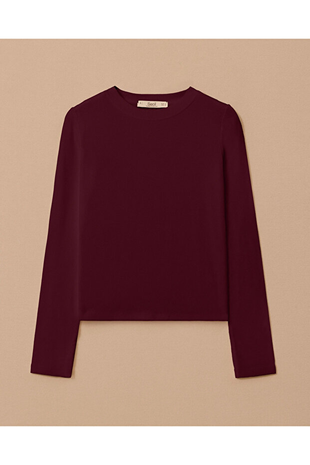 Yuvarlak Yaka Uzun Kollu Basic Tişört - 6