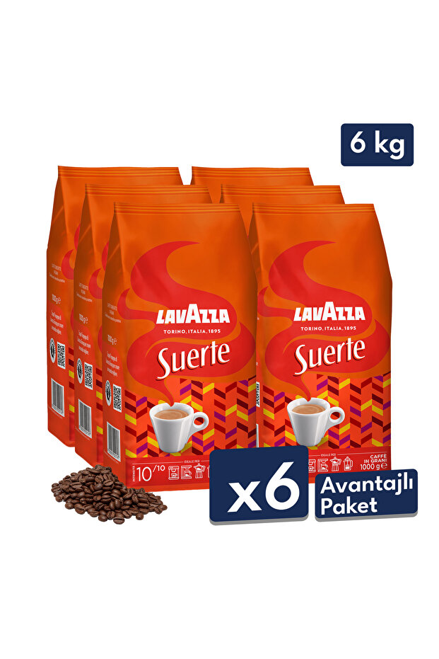 Suerte Espresso Whole Bean Coffee 1 kg | Advantageous Pack of 6