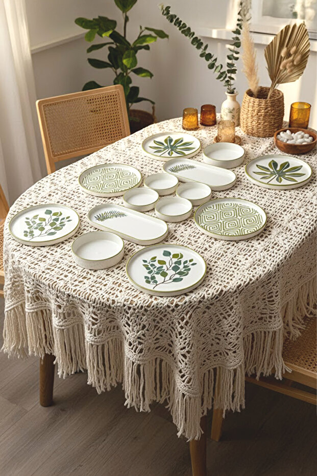 14 Piece Stackable Fall Leaf Breakfast Set for 6 People - Luxury Breakfast Presentation Set Plate - 2