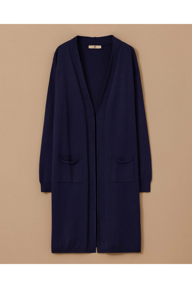 Uzun Basic Triko Hırka - 1