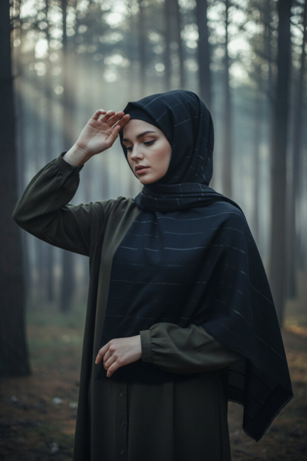 Moda Kaşmir Çizgi Simli Şal - 5