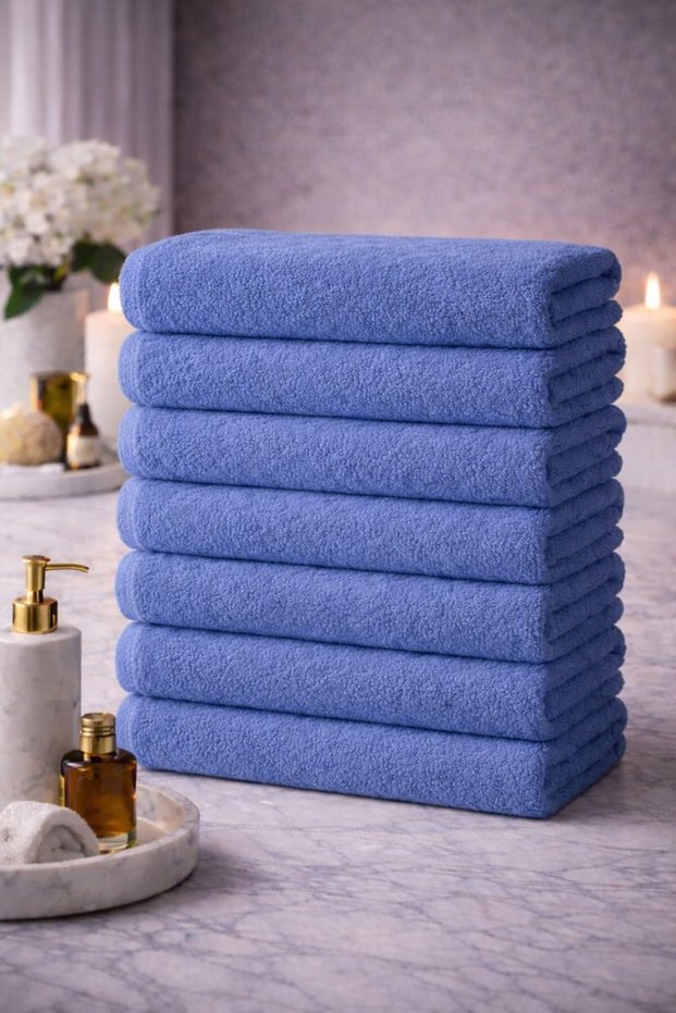 Blue Sports Towel Stain Resistant Hairdresser Barber Hotel Towel 50X90 cm 8 Pieces