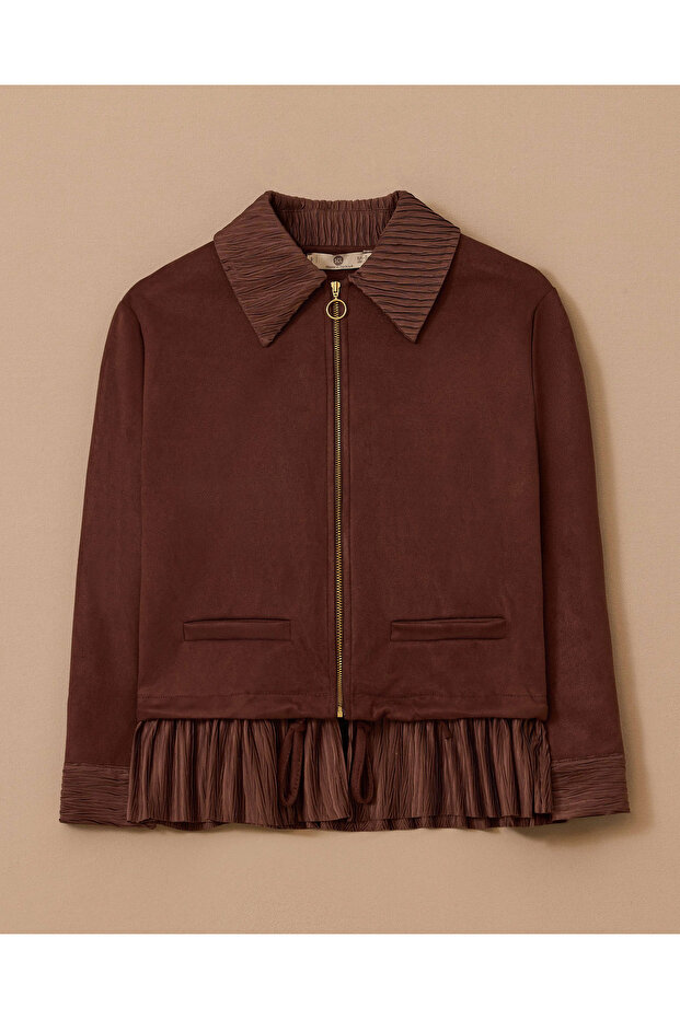 Fırfır Detaylı Süet Ceket - 6