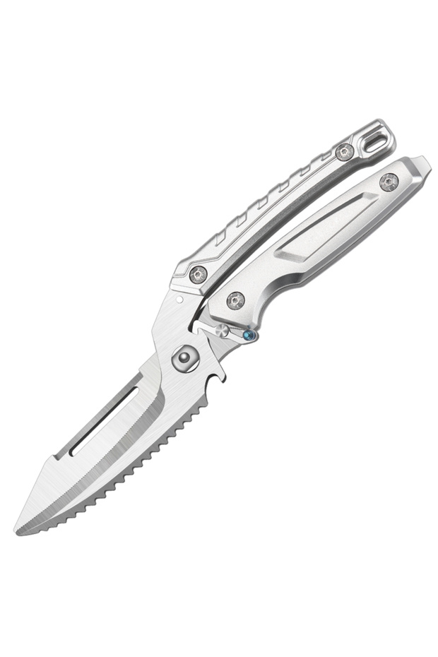 Silver Stainless Steel Sharp Bone Breaking Scissors Kitchen Scissors Multifunctional Automatic Bounc - 1