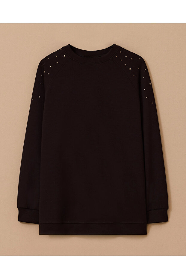 Omuz Detaylı Oversize Sweatshirt - 1