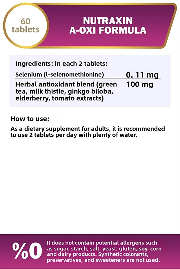 A-Oxi Formula Glutathione + Resveratrol Skin Whitening 60 Tablets - 7