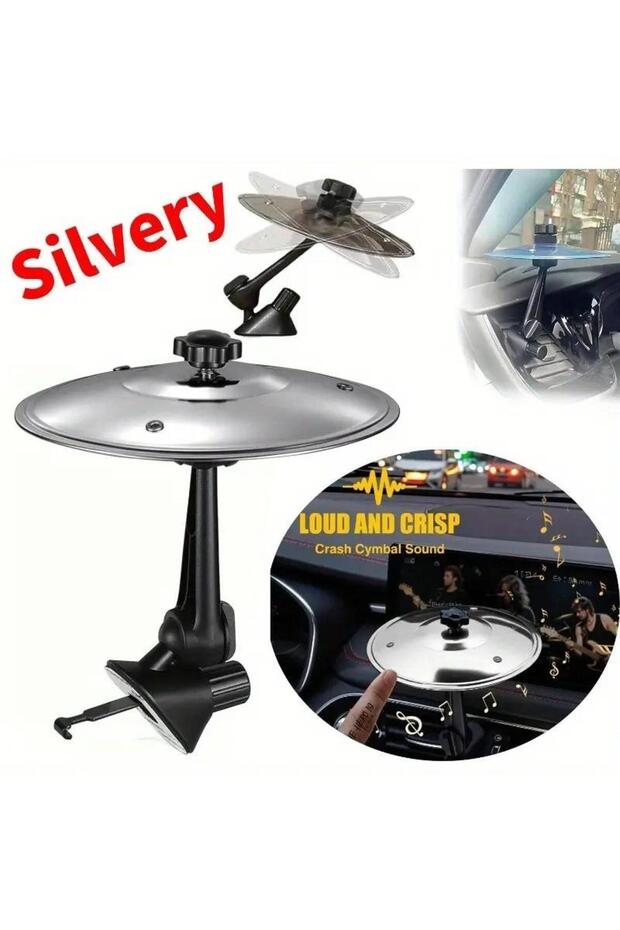sliver 1PC Car Crash Cymbal Air Vent Mini Drum Car Hand-Shooting Cymbals Car Drum Cymbal Air Vent Mu