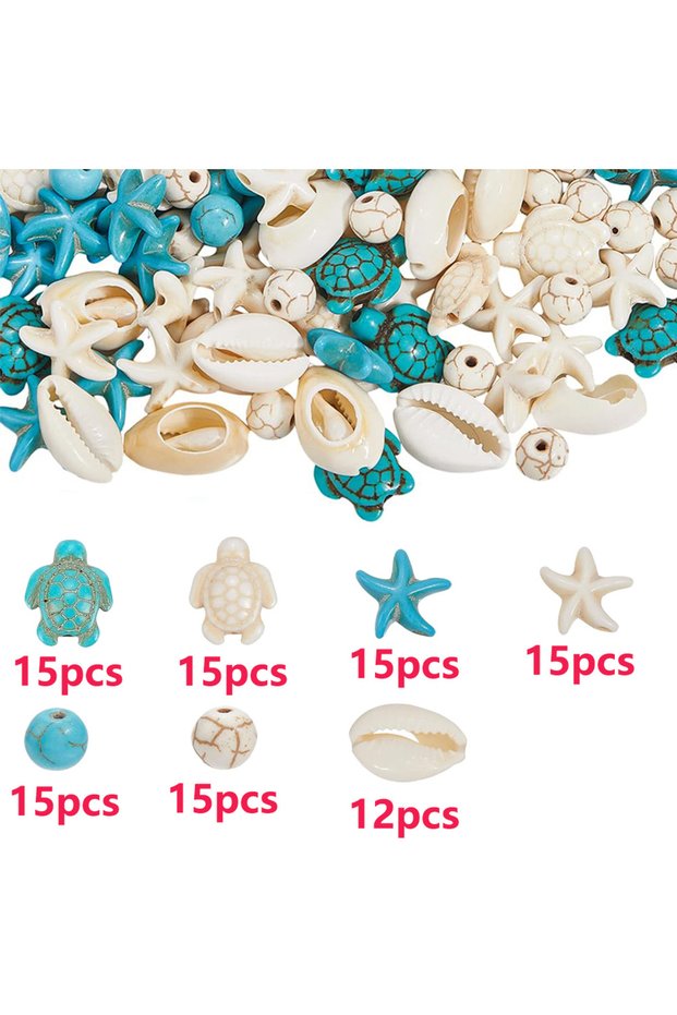 Multicolor 102pcs 33/66/102pcs Blue and White Color, Summer Beads, Marine Animal Beads, Used for DIY