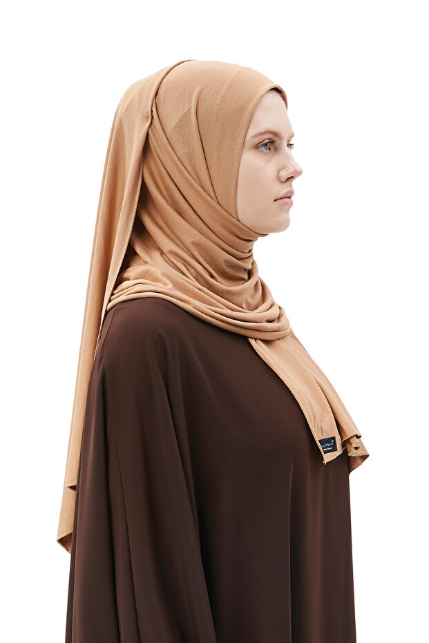 Hijab Combed Shawl Plain Camel - 3
