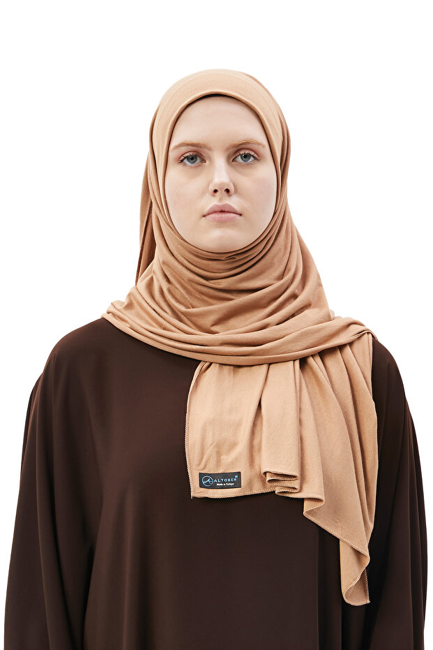 Hijab Combed Shawl Plain Camel - 1