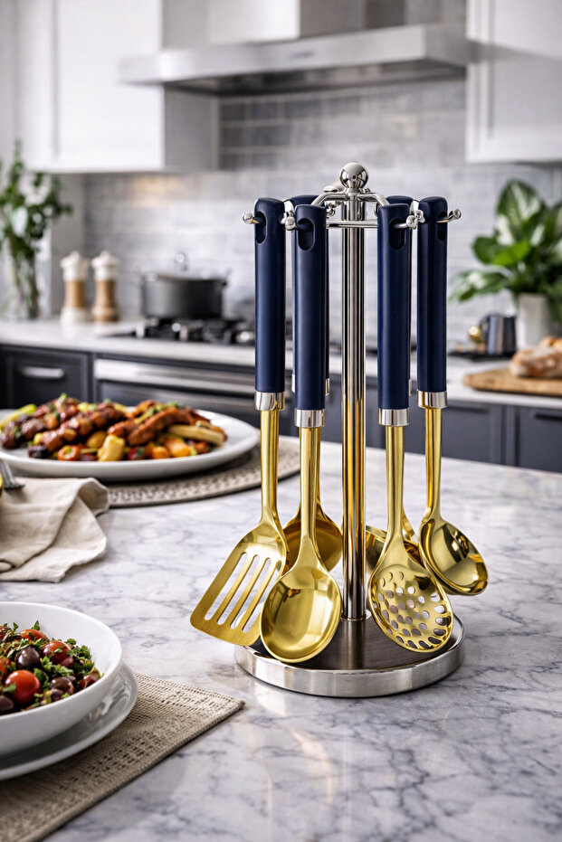 Premium Gold Stand 6+ Piece Serving Table Set – Luxurious Presentation, Stylish Tableware Design - 3