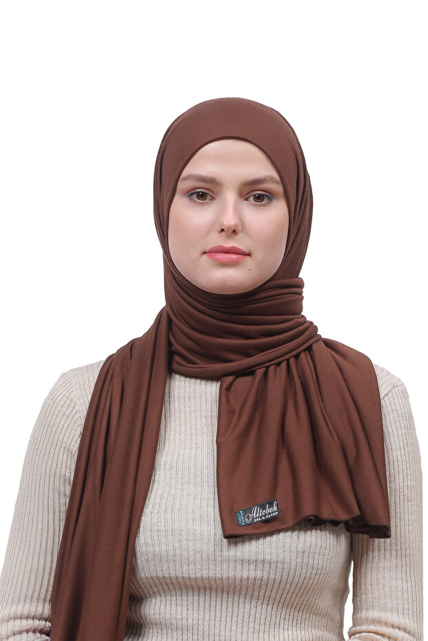 حجاب شال قطني ممشط بلون الشوكولاتة