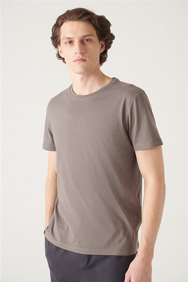 Erkek Antrasit Basic Pamuklu T-shirt E001000 - 5