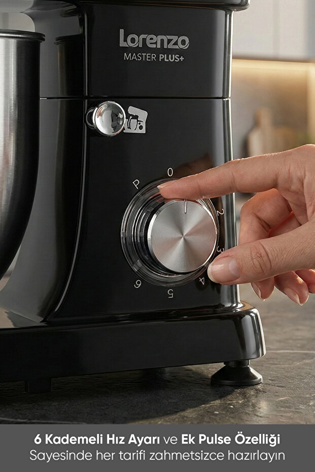 MasterPlus Hamur Yoğurma Mutfak Şefi Stand Mixer 6 lt 1500 W Çiğköfte,Krema Siyah - 6