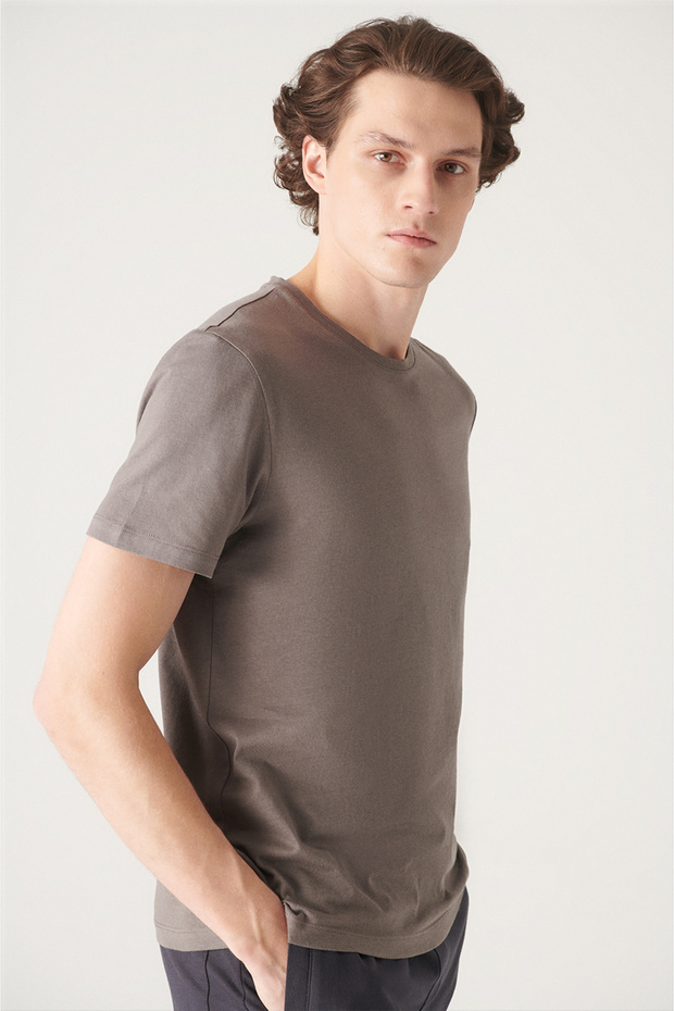 Erkek Antrasit Basic Pamuklu T-shirt E001000 - 3