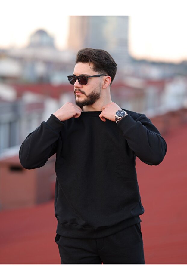 Basic Bisiklet Yaka Relaxed Regular Sweatshirt - 4