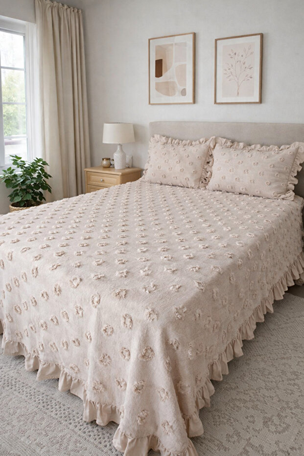 غطاء سرير مكشكش مزدوج - 1