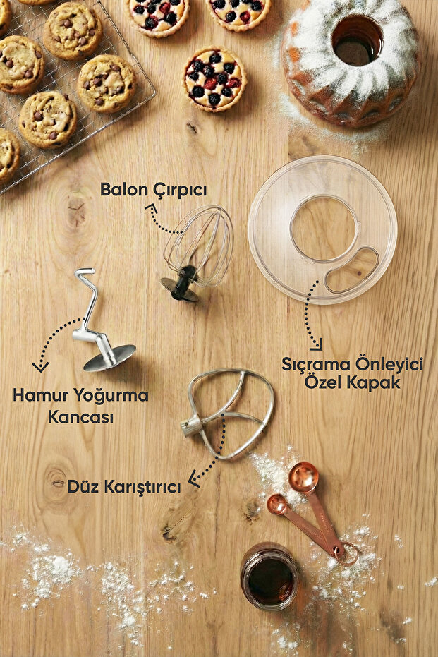 MasterPlus Hamur Yoğurma Mutfak Şefi Stand Mixer 6 lt 1500 W Çiğköfte,Krema Beyaz - 5