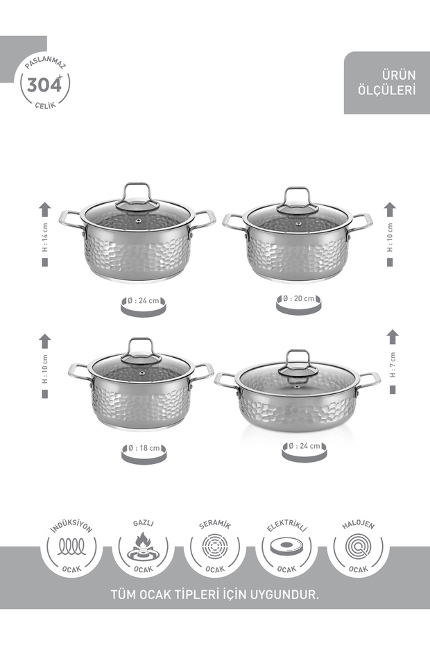 Serra 8 Pcs Tencere Set - 5