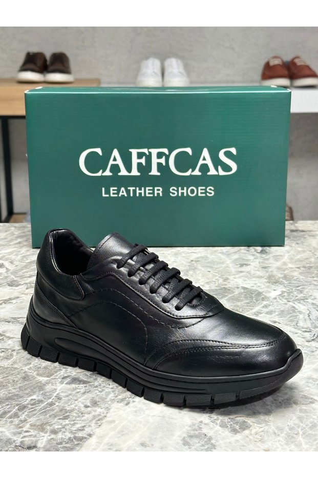 Genuine Leather Black Handmade Casual Sports Men's Shoes 1458-51