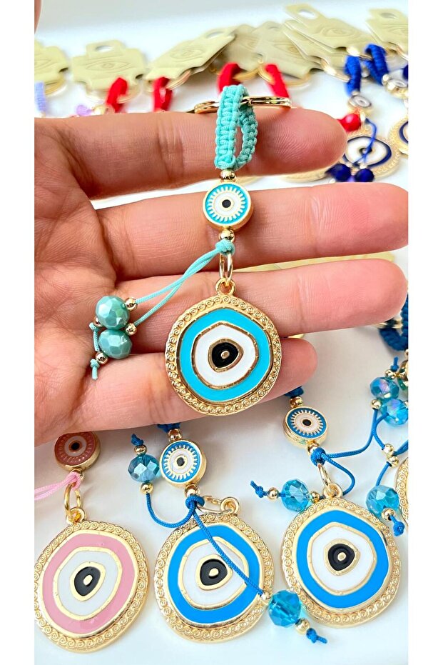 Turquoise Gold Plated Evil Eye Beaded Keychain