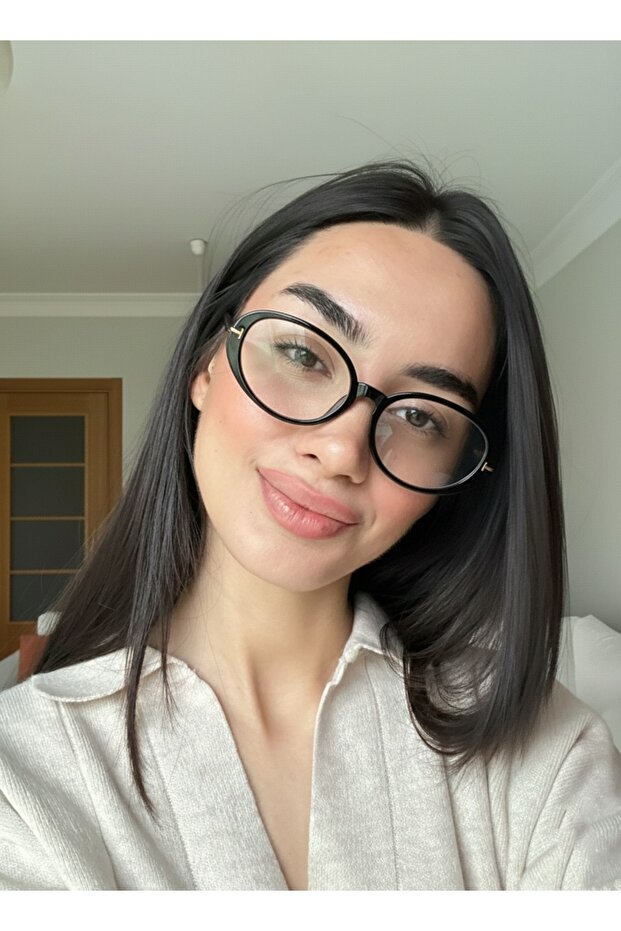 Lille Black Oval Ellipse Trend Model Blue Light Protection Glasses 58 /18 /145